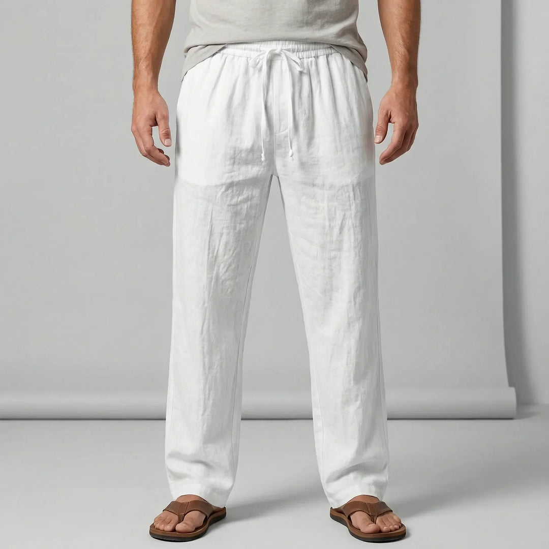 Avslappnade herrbyxor med rak passform & dragsko. Bekväma Smart Casual-byxor för fritid & vardag.