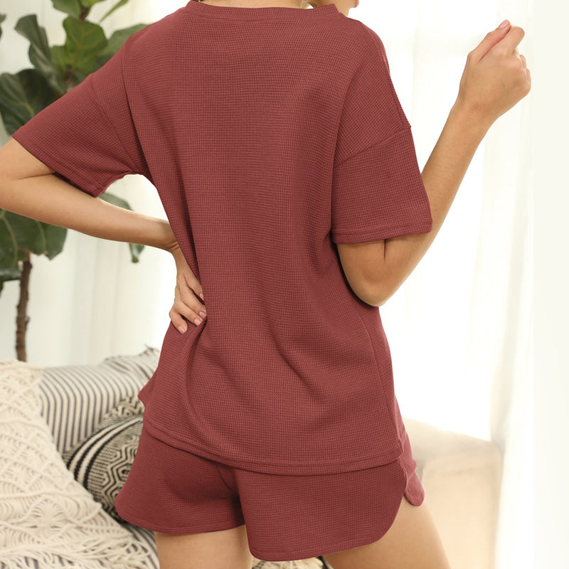 "Herrcasual shorts och T-shirt set; mjuk bomullsblandning, kortärmad T-shirt, midjelånga shorts med dragsko; bekvämt."