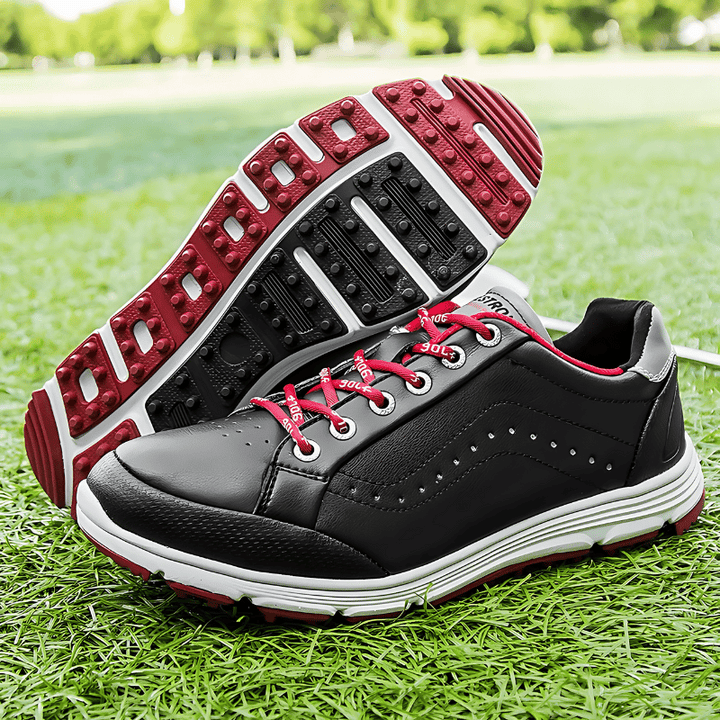 Lätta golfskor för herrar, blåa, med flexibel design och integrerade spikar