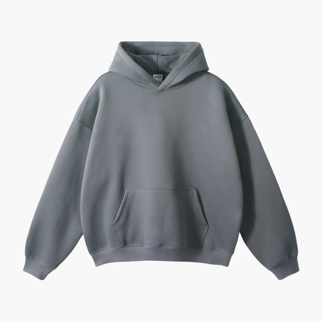 Bekväm pullover-hoodie för herr med funktionell känguruficka och fast huva för fritid & avslappnad look.