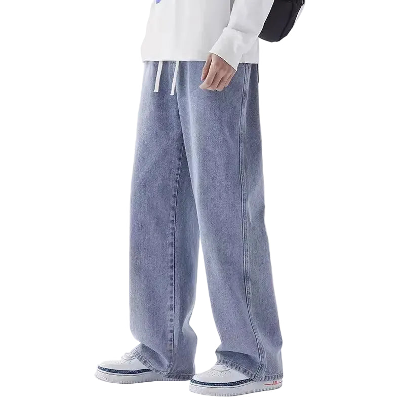 Herrjeans med vida ben i svart, avslappnad passform för komfort och ledig stil