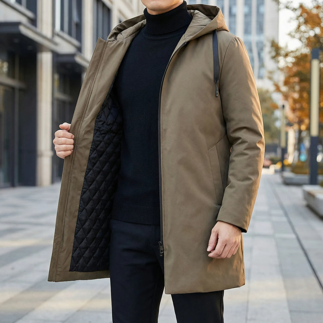 Herrparka Vattentät Gabriel. Stilren svart/brun herrjacka för alla väder, varm och skyddande ytterplagg.