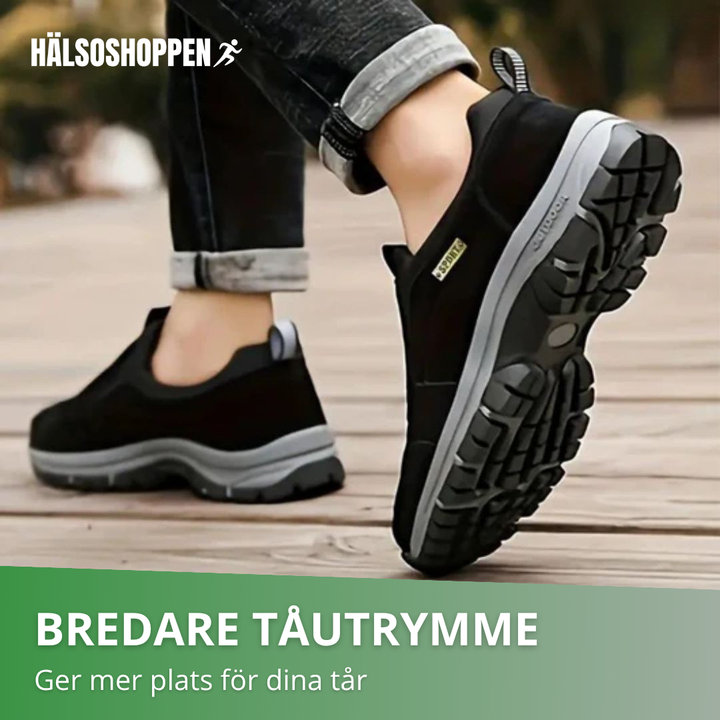 Grå slip-on herrpromenadskor, andningsbara med anti-lukt-funktion.