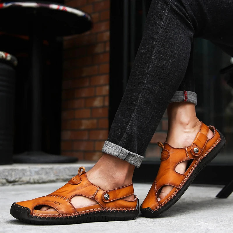 Halkfria slip-on sandaler för herr, Jake modell med sluten tå & andningsbar design.