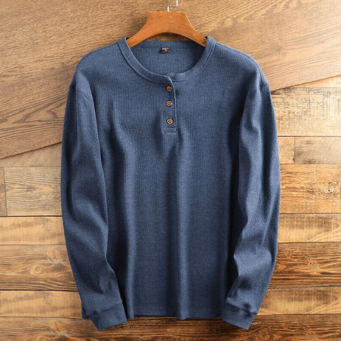 Bekväm långärmad henleyskjorta med distinkt våffelstruktur. Idealisk för casual höstoutfits.