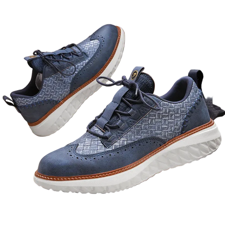 Herrskor Oxford-stil Casual Sneakers i brunt PU-läder med mörk sula, perfekt för vår och höst