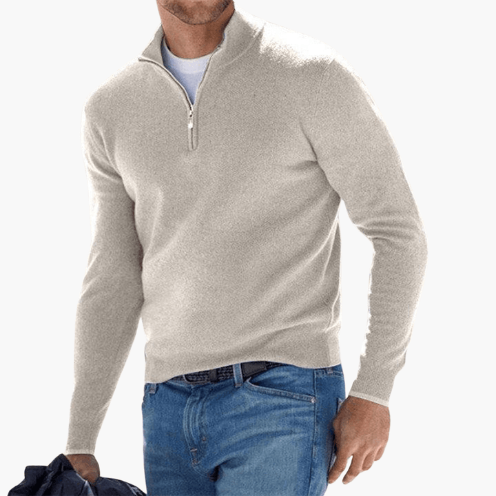 Flexibel herrtröja med dragkedja, perfekt som lagerplagg för olika väder. Bekväm vardagssweatshirt.