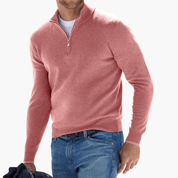 Detaljbild av dragkedjan på en grå herrtröja. Flexibel sweatshirt, idealisk för en bekväm vardag.