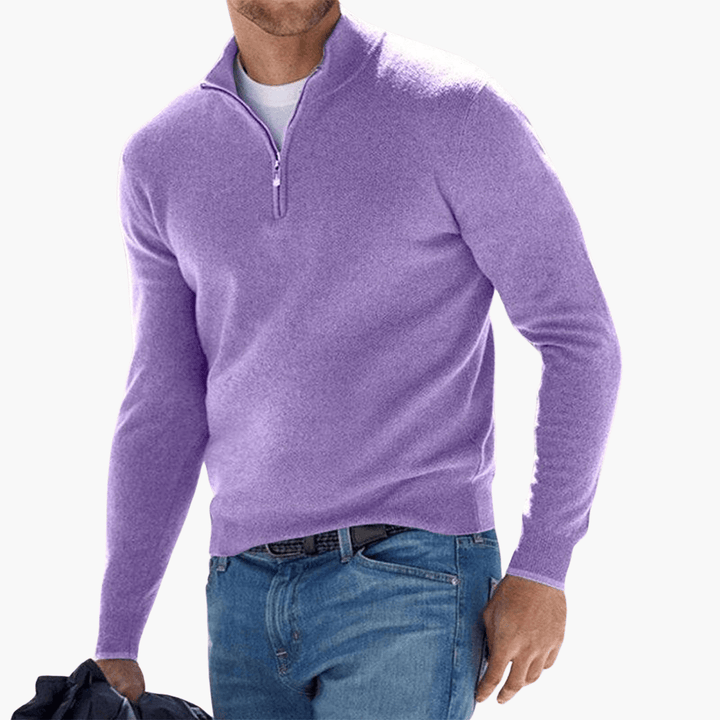 Herrtröja med dragkedja, delvis öppen för flexibel stil. Bekväm sweatshirt, idealisk för vardagen.