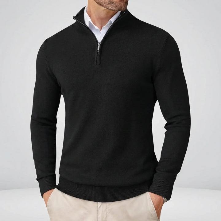Bekväm herrtröja med halvdragkedja, ett måste i garderoben. Långärmad pullover för en avslappnad stil.