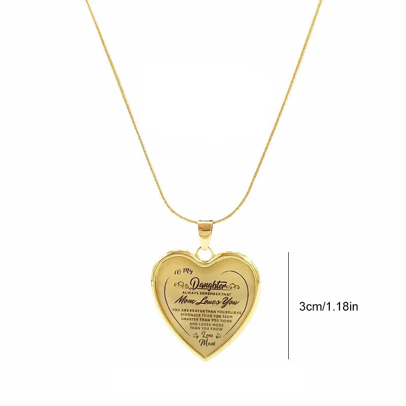 "Hjärtligt halsband i rostfritt stål, guld/silver, 50 cm långt med hjärtformad hänge för mor och dotter."