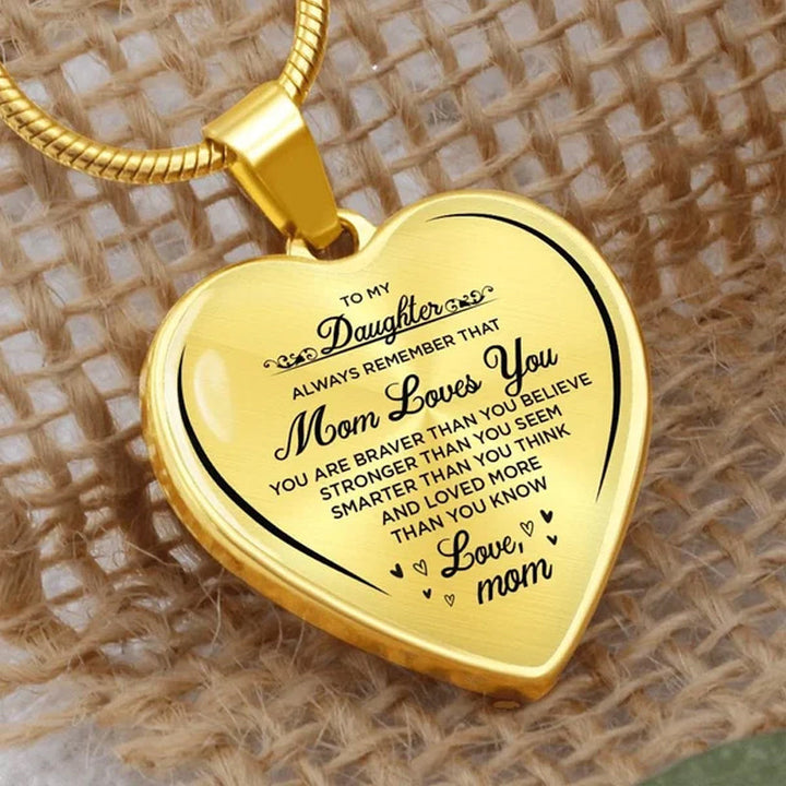 "Hjärtligt halsband i rostfritt stål, guld/silver, 50 cm långt med hjärtformad hänge för mor och dotter."