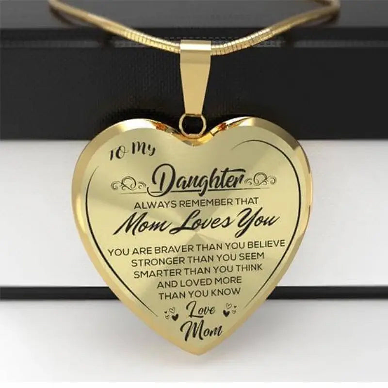 "Hjärtligt halsband i rostfritt stål, guld/silver, 50 cm långt med hjärtformad hänge för mor och dotter."