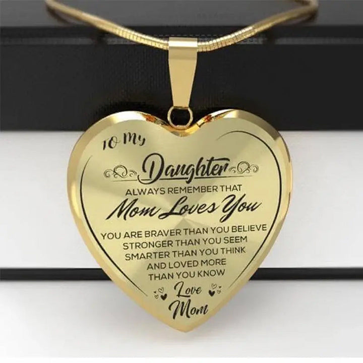 "Hjärtligt halsband i rostfritt stål, guld/silver, 50 cm långt med hjärtformad hänge för mor och dotter."