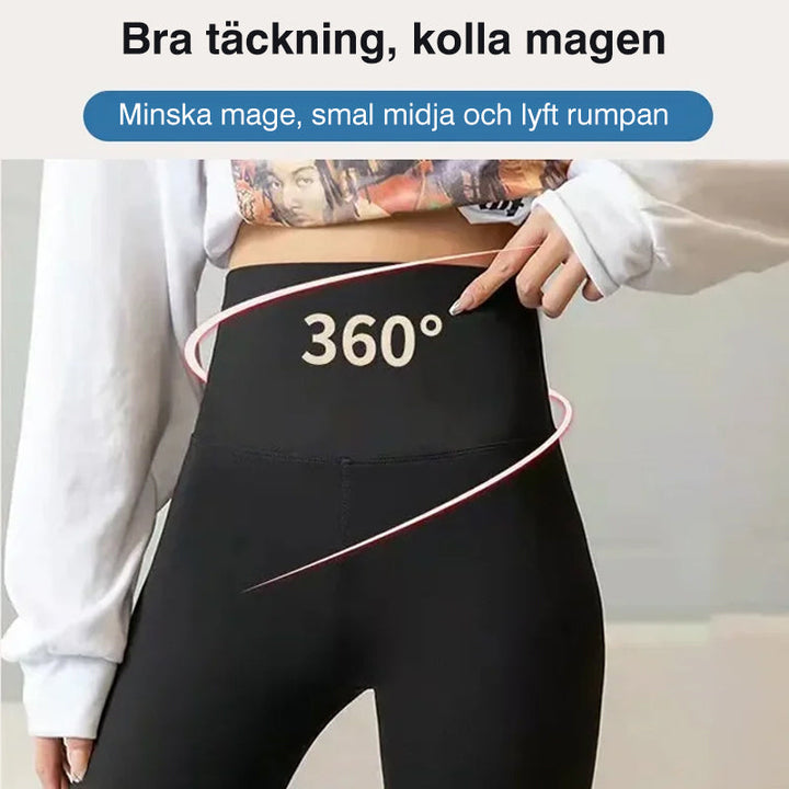 "Höftlyftande damleggings i svart nylon, skinny passform. Ger slimmande effekt och framhäver kurvor med stil."