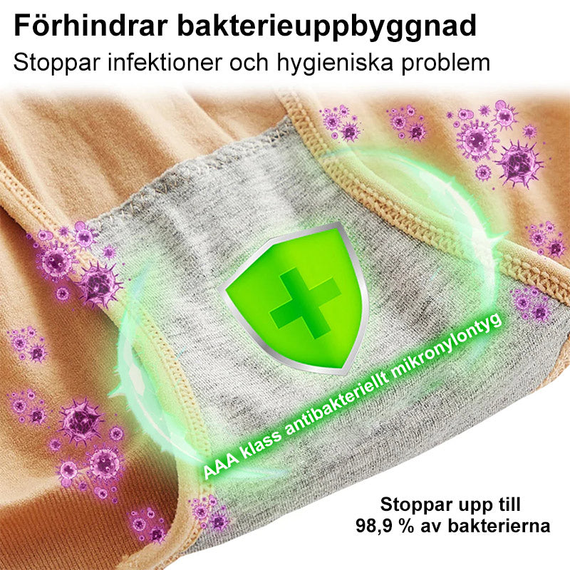"Hög midja shapewear i nylon för kvinnor, finns i färgerna hud, svart och röd, med midjestöd och formande effekt."
