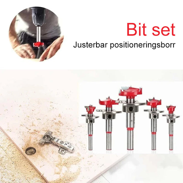 "Högkvalitativ träborrsats för exakt borrning i trä och plast; skarpa blad, robust design, olika storlekar."
