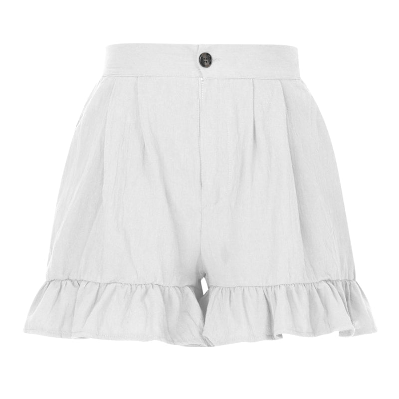 "Högmidjade lätta shorts för kvinnor, elastisk midja med dragsko, sidfickor, idealisk för strand och stad."