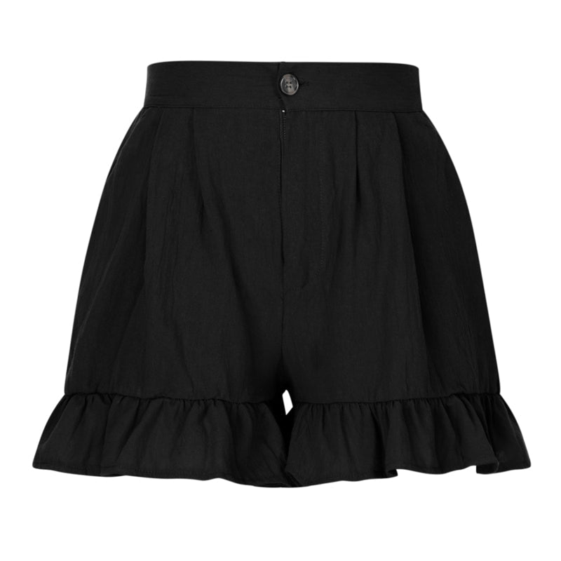 "Högmidjade lätta shorts för kvinnor, elastisk midja med dragsko, sidfickor, idealisk för strand och stad."