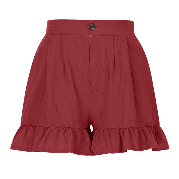 "Högmidjade lätta shorts för kvinnor, elastisk midja med dragsko, sidfickor, idealisk för strand och stad."