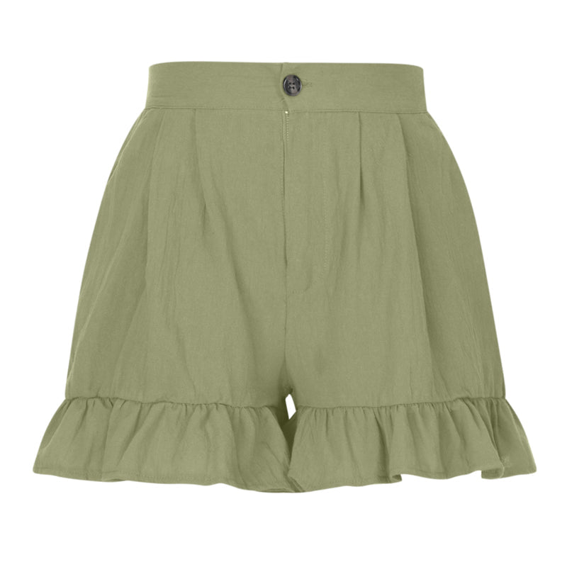 "Högmidjade lätta shorts för kvinnor, elastisk midja med dragsko, sidfickor, idealisk för strand och stad."