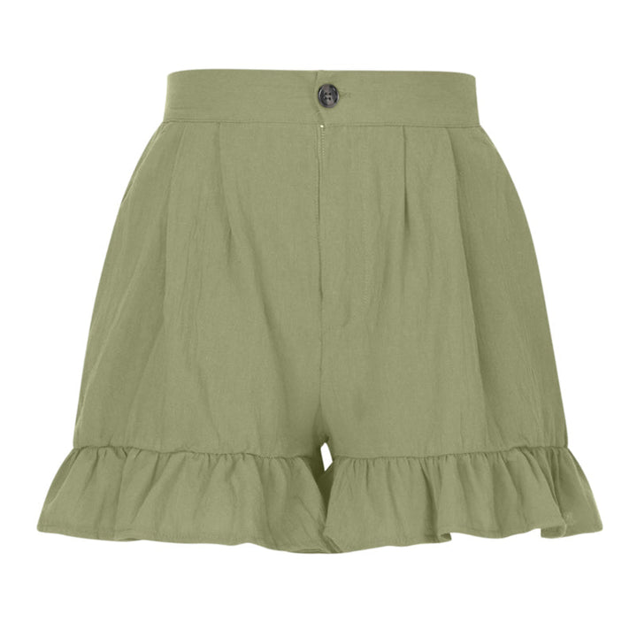 "Högmidjade lätta shorts för kvinnor, elastisk midja med dragsko, sidfickor, idealisk för strand och stad."