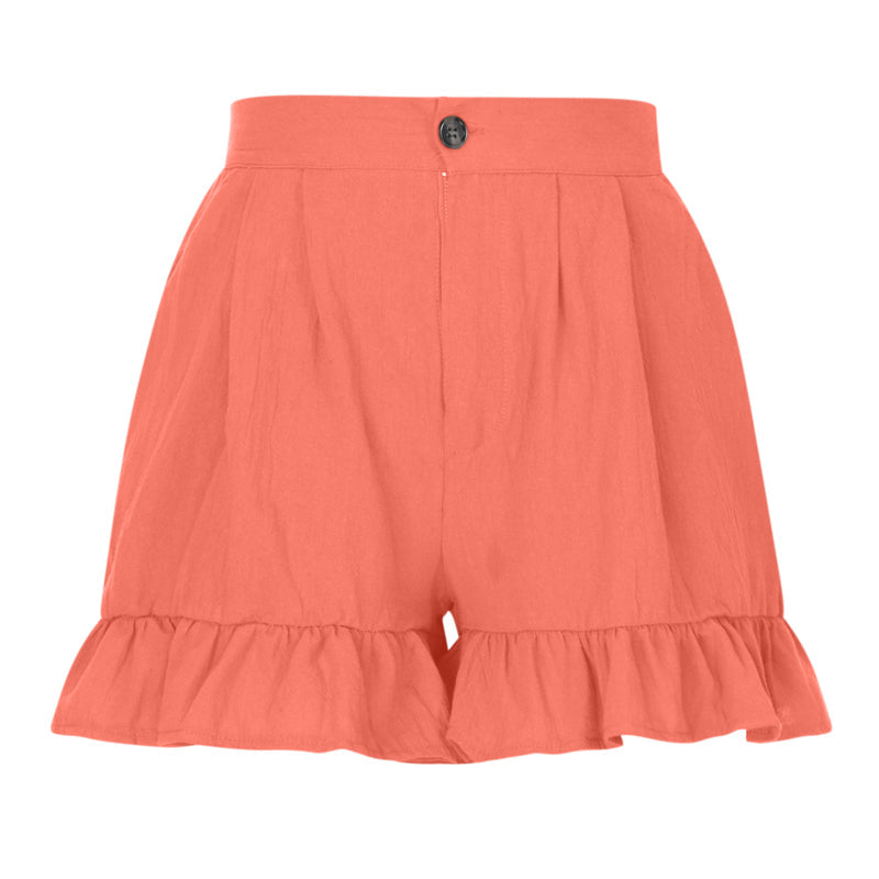 "Högmidjade lätta shorts för kvinnor, elastisk midja med dragsko, sidfickor, idealisk för strand och stad."