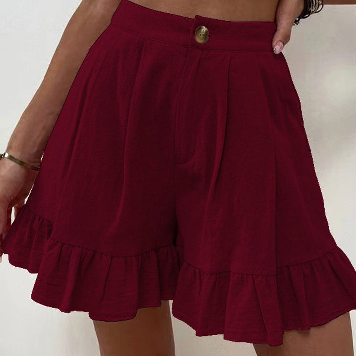 "Högmidjade lätta shorts för kvinnor, elastisk midja med dragsko, sidfickor, idealisk för strand och stad."