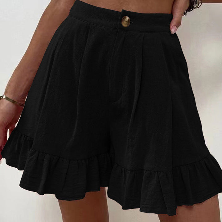 "Högmidjade lätta shorts för kvinnor, elastisk midja med dragsko, sidfickor, idealisk för strand och stad."