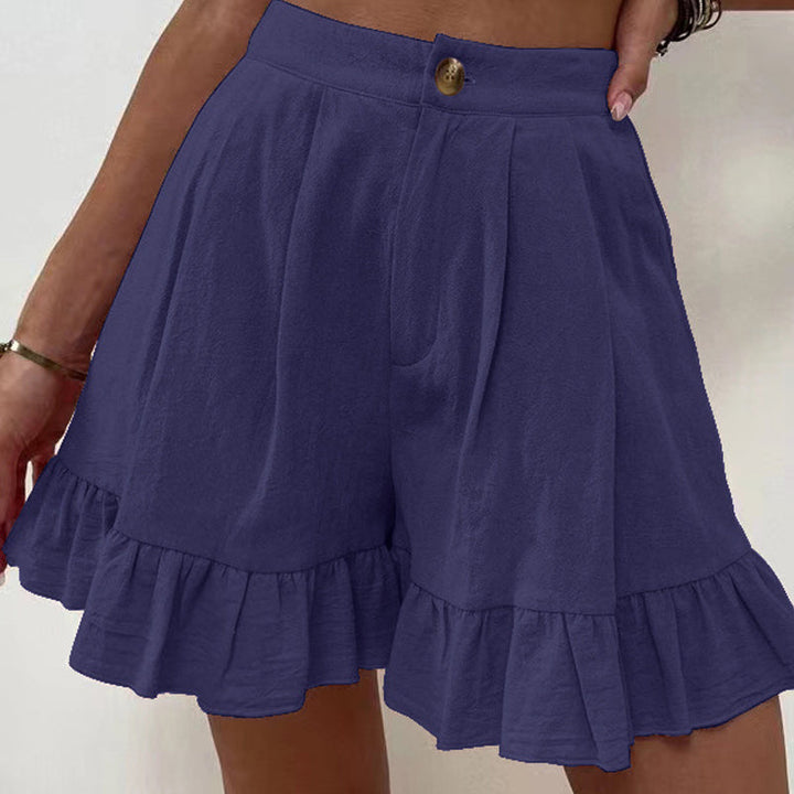 "Högmidjade lätta shorts för kvinnor, elastisk midja med dragsko, sidfickor, idealisk för strand och stad."