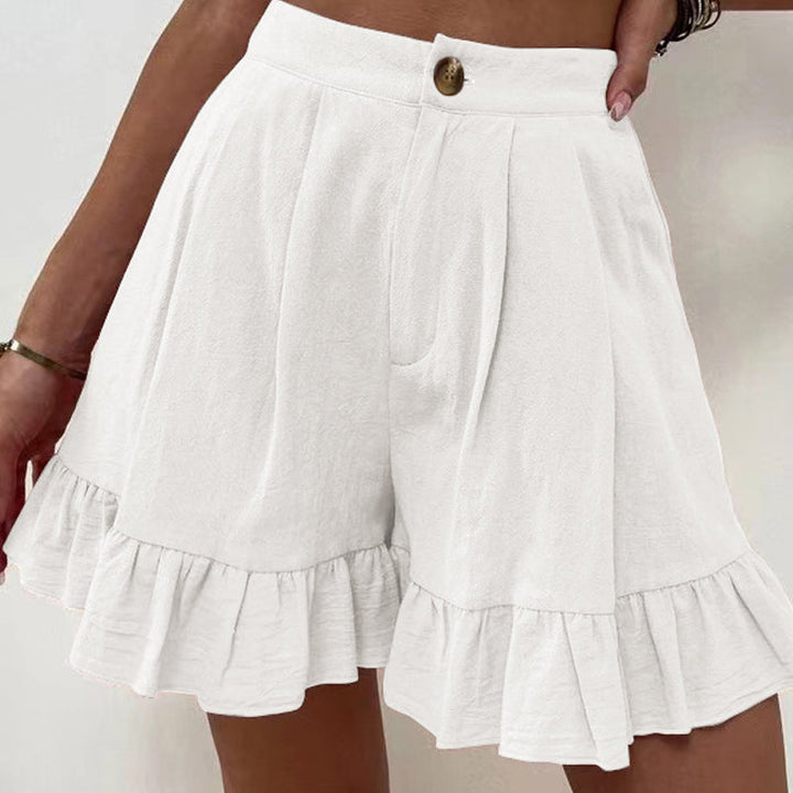 "Högmidjade lätta shorts för kvinnor, elastisk midja med dragsko, sidfickor, idealisk för strand och stad."