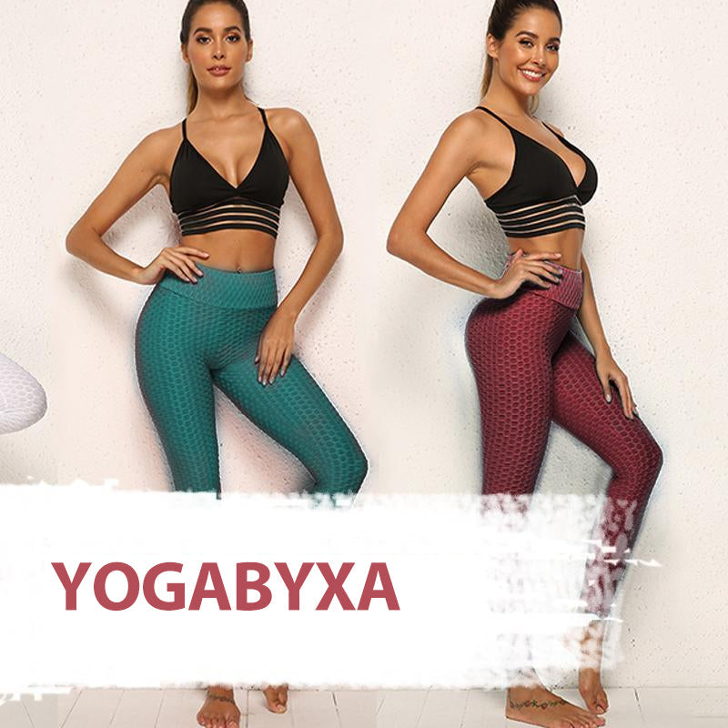 "Högmidjade push-up sportigt yoga leggings för kvinnor, ankel-längd, svart färg för perfekt passform och stil."