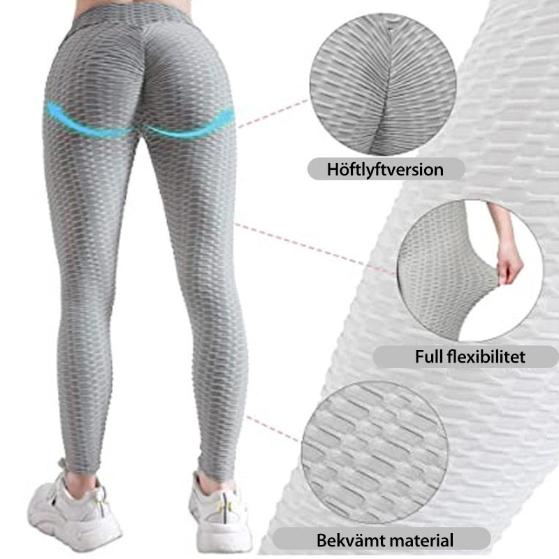 "Högmidjade push-up sportigt yoga leggings för kvinnor, ankel-längd, svart färg för perfekt passform och stil."
