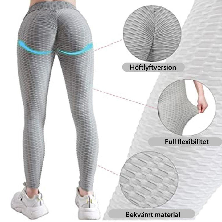"Högmidjade push-up sportigt yoga leggings för kvinnor, ankel-längd, svart färg för perfekt passform och stil."