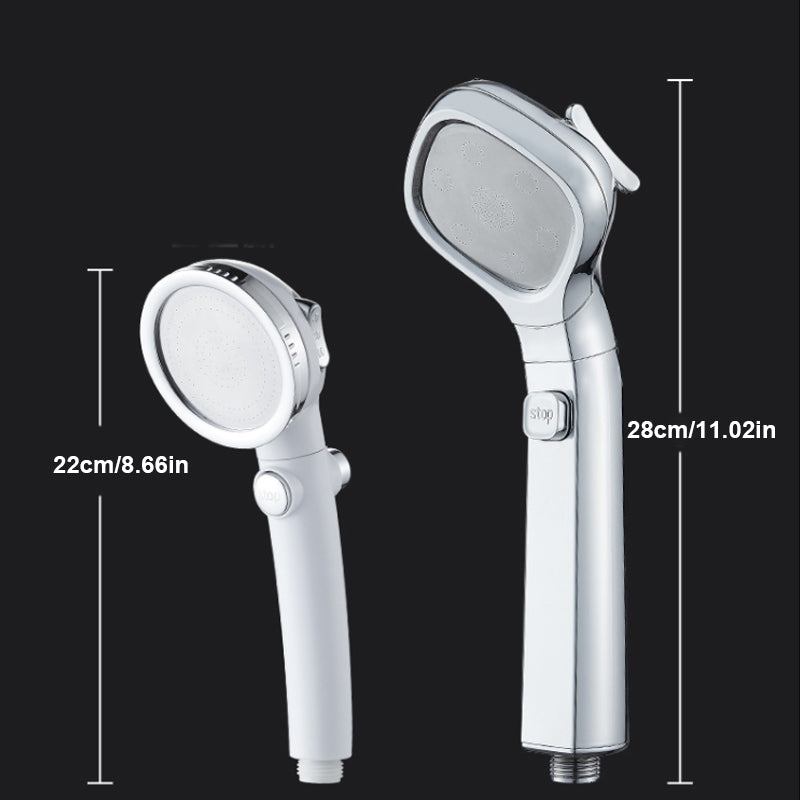 "Högtryck duschhuvud i roséguld med fyra spraylägen för en lyxig duschupplevelse och enkel installation."