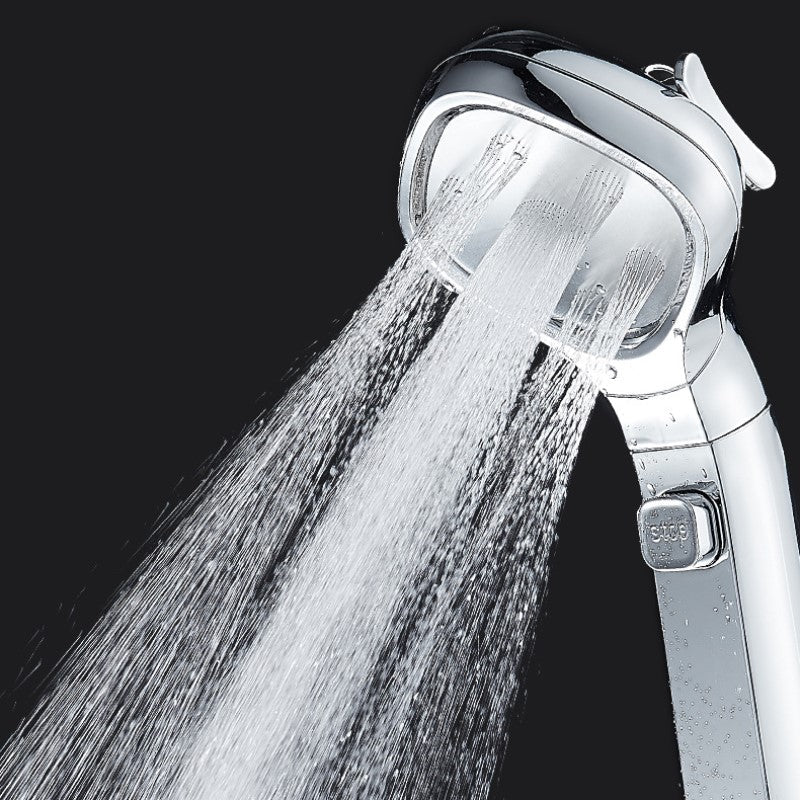 "Högtryck duschhuvud i roséguld med fyra spraylägen för en lyxig duschupplevelse och enkel installation."