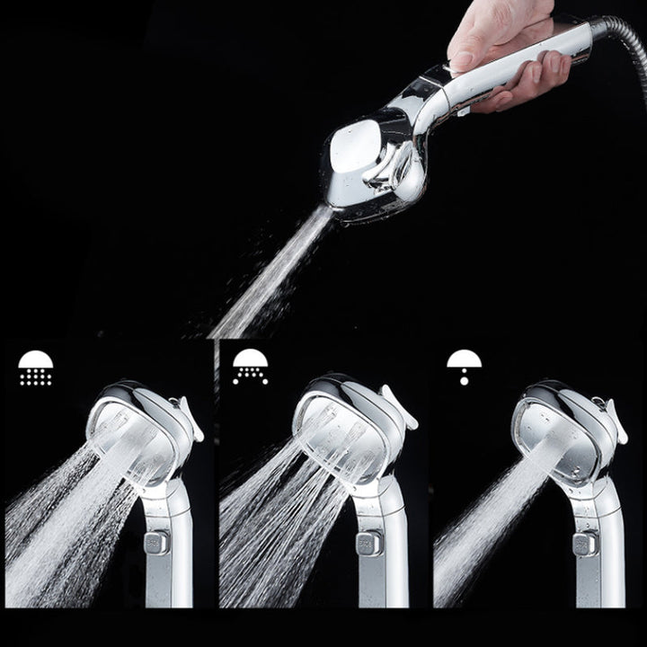 "Högtryck duschhuvud i roséguld med fyra spraylägen för en lyxig duschupplevelse och enkel installation."