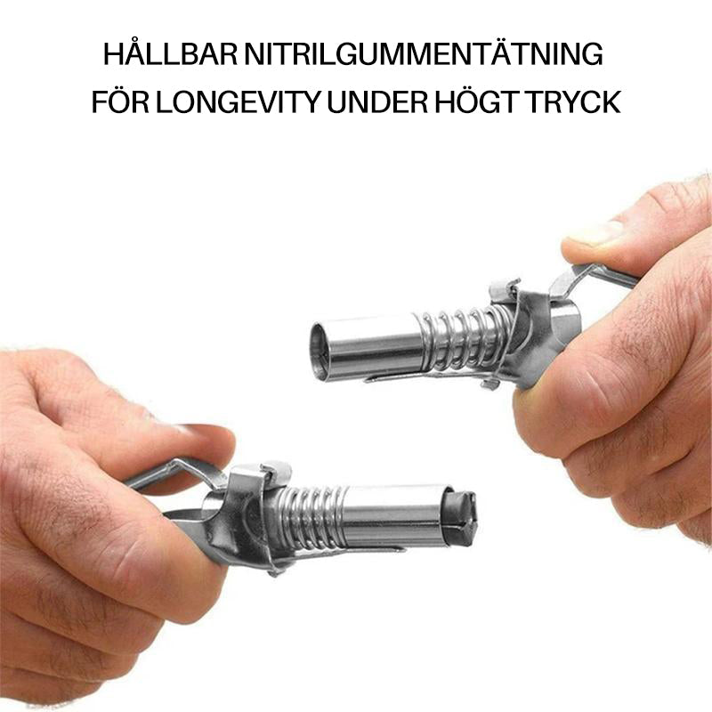 "Högtryckmunstycke för fettpump med dubbla handtag, designat i härdat stål för smidig och exakt smörjning."