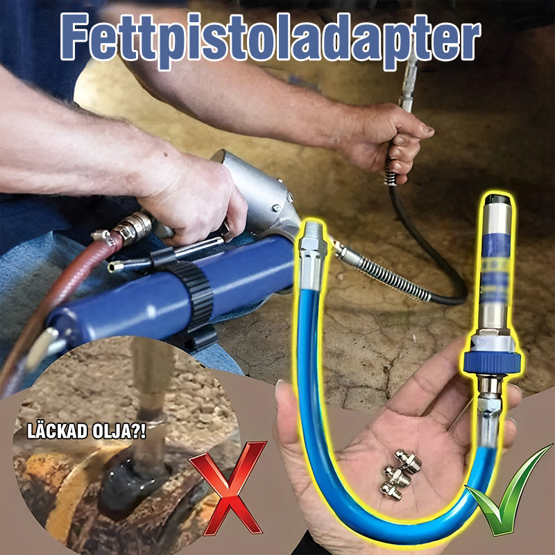 "Högtrycksmunstycke för smörjnipplar, ergonomisk design i metall, perfekt för exakt smörjning i trånga utrymmen."