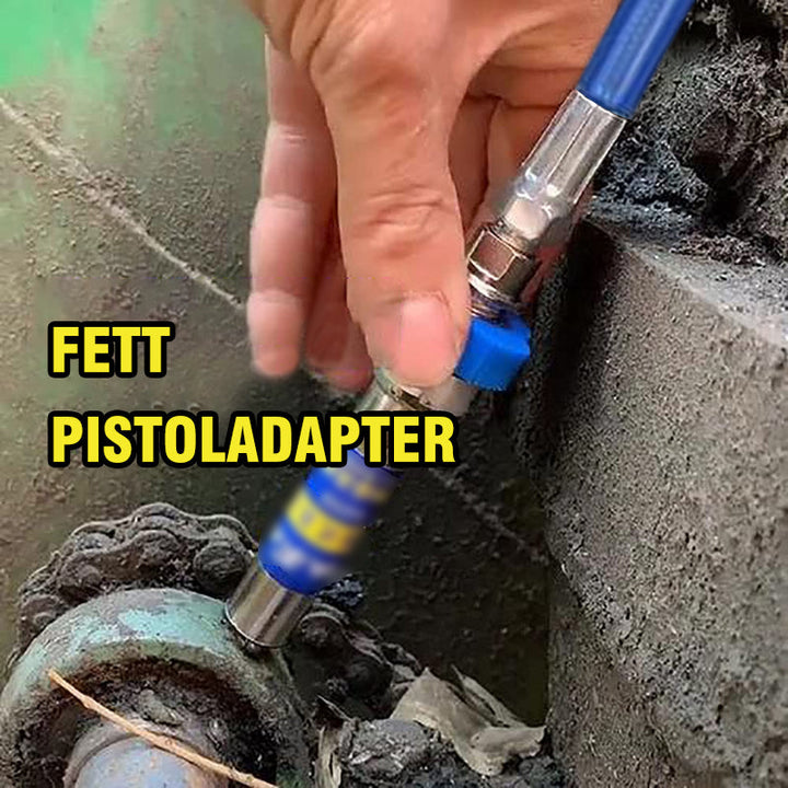 "Högtrycksmunstycke för smörjnipplar, ergonomisk design i metall, perfekt för exakt smörjning i trånga utrymmen."