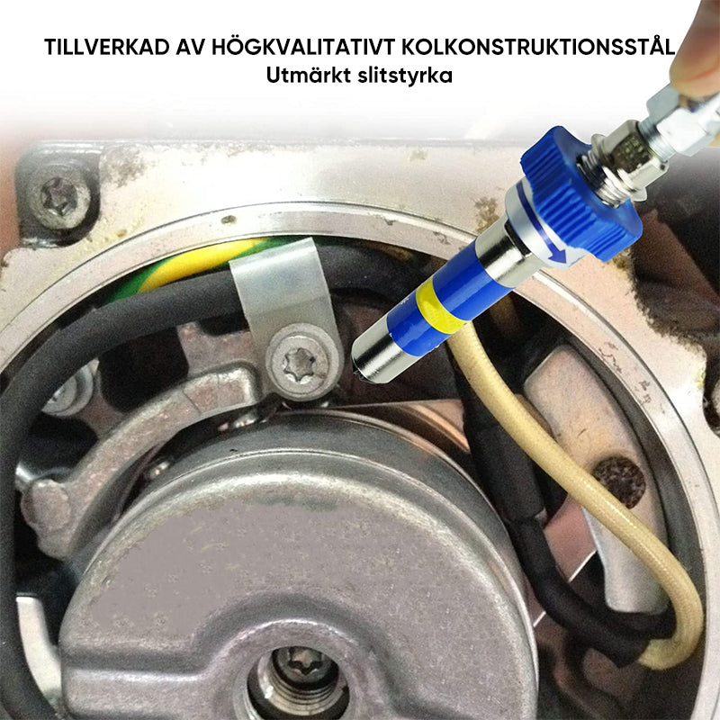 "Högtrycksmunstycke för smörjnipplar, ergonomisk design i metall, perfekt för exakt smörjning i trånga utrymmen."