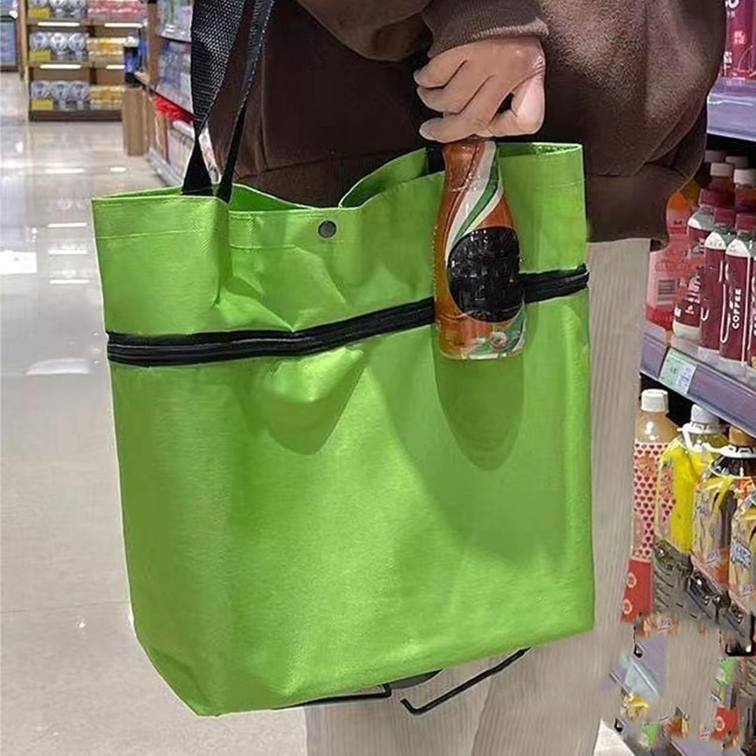 Återanvändbar hopfällbar shoppingväska med hjul, ett hållbart val. För miljön.