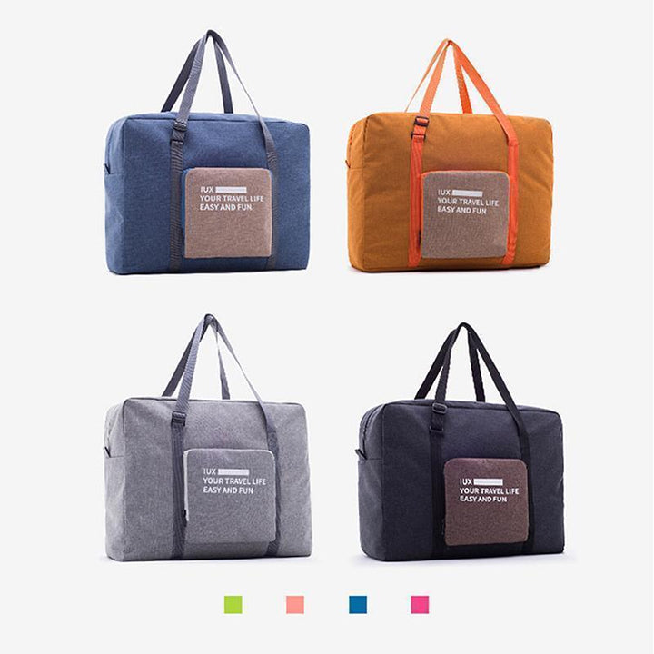 "Hopfällbar resväska i marinblå, lätt och modern design, idealisk för resor och dagliga utflykter."