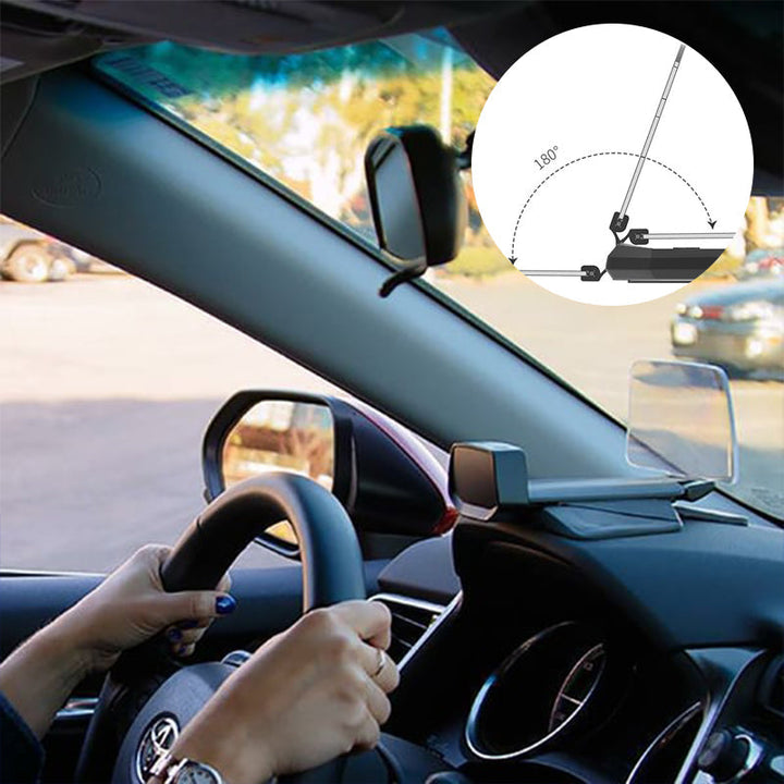 "HUD navigationsprojektor med trådlös laddning, klar skärm på smidig hållare, förbättrar körupplevelsen i bilen."