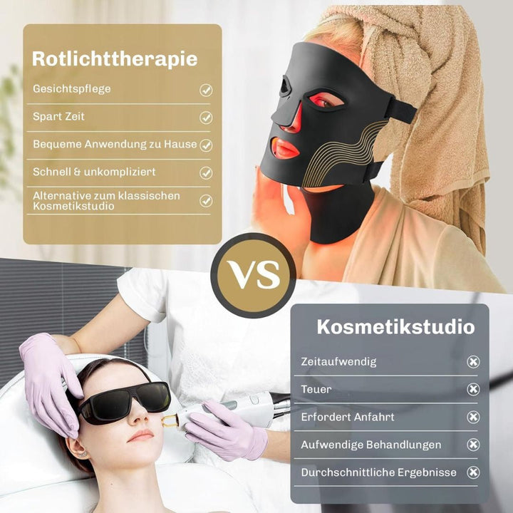 Anti-åldrande LED-rödljusmask från HudGlow. Ljusterapi för fastare hud, mindre rynkor och förbättrad hudton.