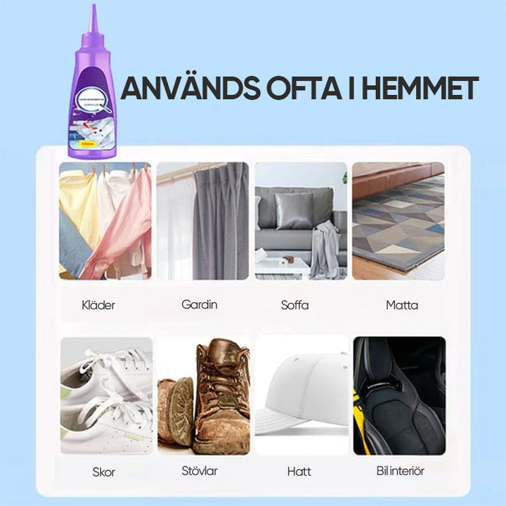 "Hudvänligt enzymfläckborttagningsmedel med innovativ formula, perfekt för alla textilier, effektiv mot svåra fläckar."