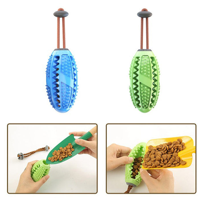 "Hund Tandborste Leksak i blå TPR-gummi, hållbar och säker för effektiv tandrengöring och lek."