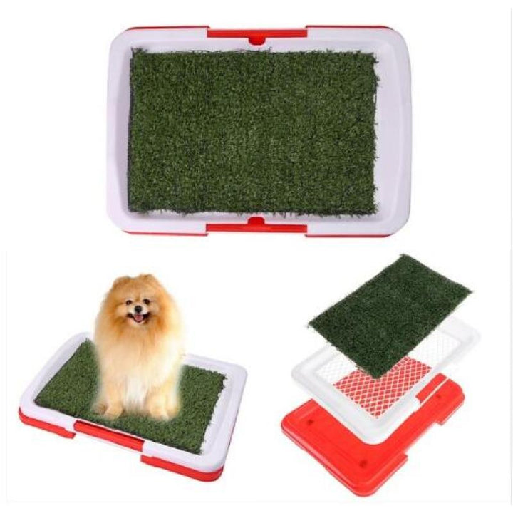 Praktisk hundtoalett med dränerande konstgräs. Perfekt för balkong, terrass eller inomhusbruk. Halkfri design.