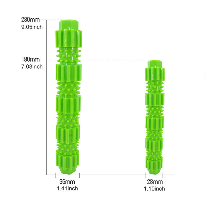 "Hundtuggleksak av TPR med utbuktningar för tandrengöring, hållbar och säker, finns i orange eller grön."