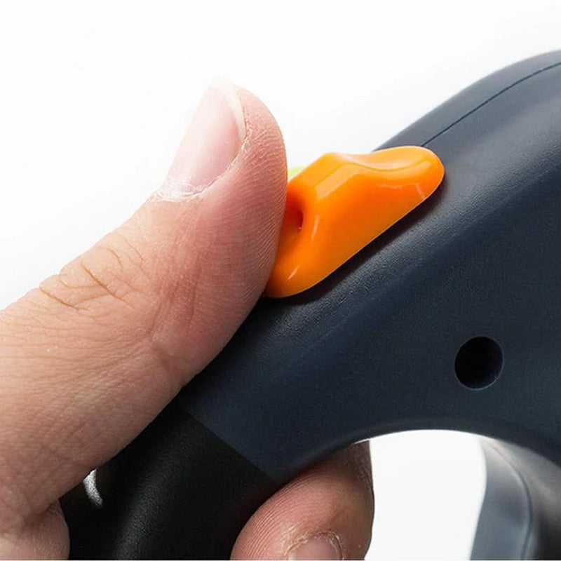 "Husdjur automatisk dubbelkoppel med LED-belysning, antilindningsdesign, blå variant, reflekterande nylon."